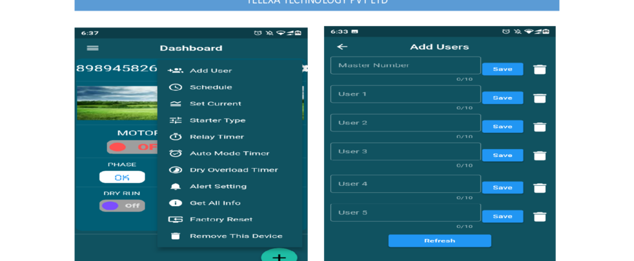 Add users screen - up to 6 numbers