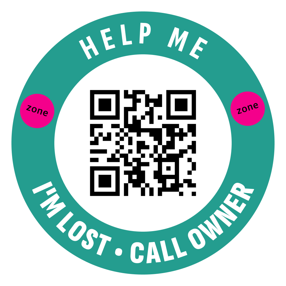 Pet Safety QR tag artwork: Help me, I’m lost, call owner